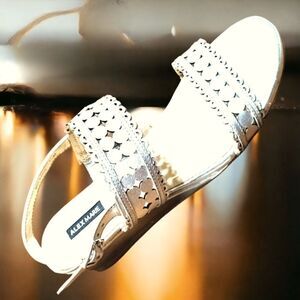 SANDALS by ALEX MARIE SILVER  Strappy WEDGE Woven  METALLIC SILVER  SIZE 7